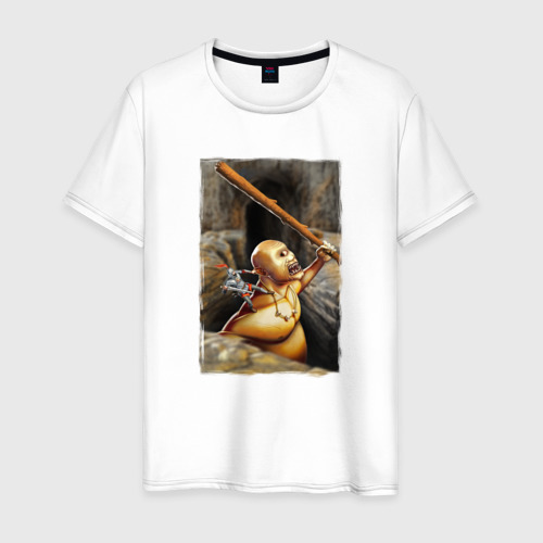 Мужская футболка из хлопка с принтом Циклоп и воин, вид спереди №1