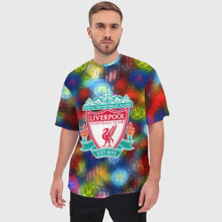 Мужская футболка oversize 3D Liverpool  все logo неон - фото 2