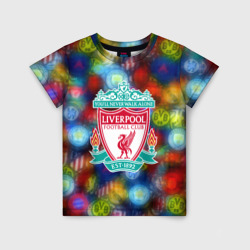 Детская футболка 3D Liverpool  все logo неон