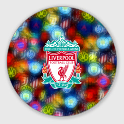 Круглый коврик для мышки Liverpool  все logo неон