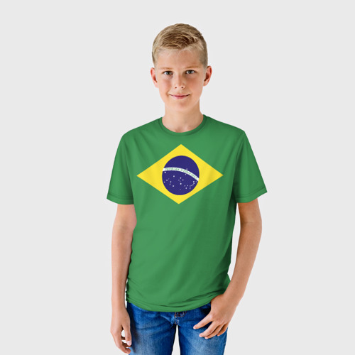 Детская футболка 3D Бразилия флаг, цвет 3D печать - фото 3