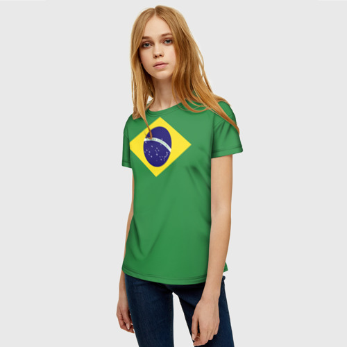 Женская футболка 3D Бразилия флаг, цвет 3D печать - фото 3