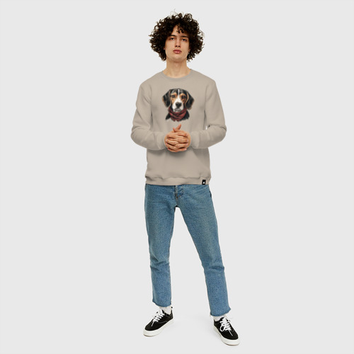 Мужской свитшот хлопок Бигль с шейным платком, цвет миндальный - фото 5