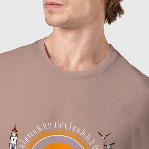 Мужская футболка хлопок Владивосток, цвет пыльно-розовый - фото 6