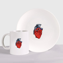 Набор: тарелка + кружка Граната сердце