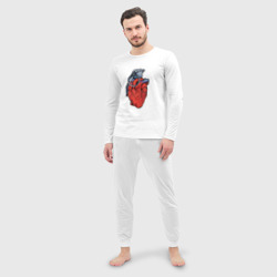 Мужская пижама с лонгсливом хлопок Граната сердце - фото 2