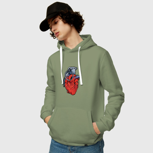 Мужская толстовка хлопок Граната сердце, цвет авокадо - фото 3
