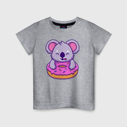 Коала с пончиком – Детская футболка хлопок с принтом купить со скидкой в -20%