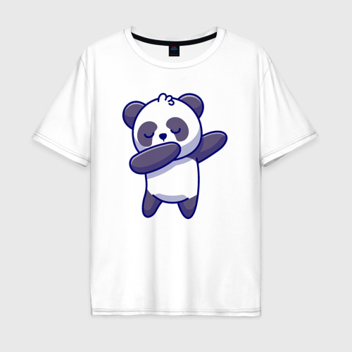 Мужская футболка из хлопка оверсайз с принтом Dabbing panda, вид спереди №1