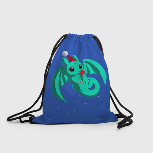 Рюкзак-мешок 3D Новогодний дракончик бирюзовый