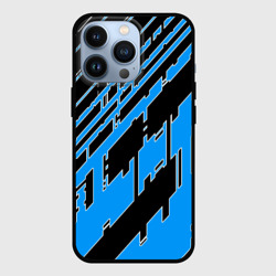 Чехол для iPhone 13 Pro Синие линии на чёрном фоне