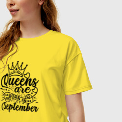 Женская футболка хлопок Oversize Королевы рожденные в сентябре - фото 2