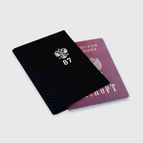 Обложка для паспорта матовая кожа Республика Коми -  синие крапинки, цвет черный - фото 3