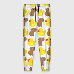 Женские брюки 3D Капибара с  желтой уткой