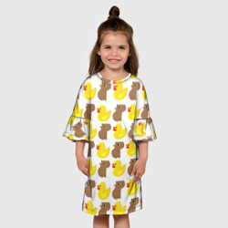 Детское платье 3D Капибара с  желтой уткой - фото 2