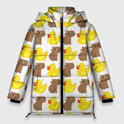 Женская зимняя куртка Oversize Капибара с  желтой уткой