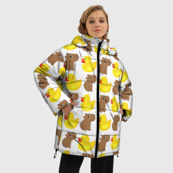 Женская зимняя куртка Oversize Капибара с  желтой уткой - фото 2