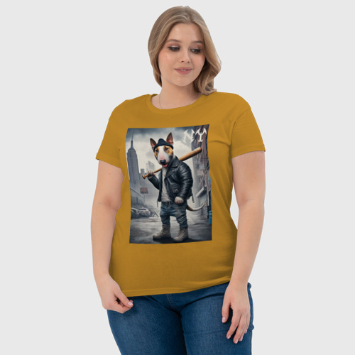Женская футболка хлопок с принтом Булли с битой на своём районе, фото #4