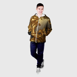 Мужская куртка 3D Золотая текстура и абстракции  - фото 2