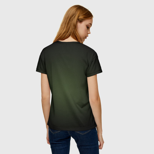 Женская футболка 3D с принтом Новогодний зомби, вид сзади #2