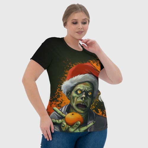 Женская футболка 3D с принтом Новогодний зомби, фото #4