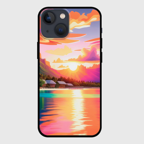 Чехол для iPhone 13 mini с принтом Закат на острове Бора Бора, вид спереди #2