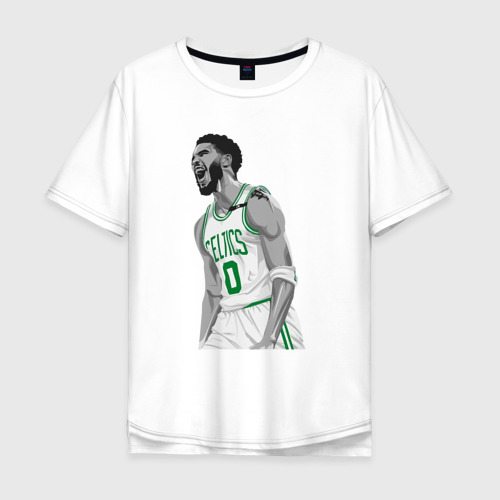 Мужская футболка хлопок Oversize с принтом Tatum Celtics, вид спереди #2