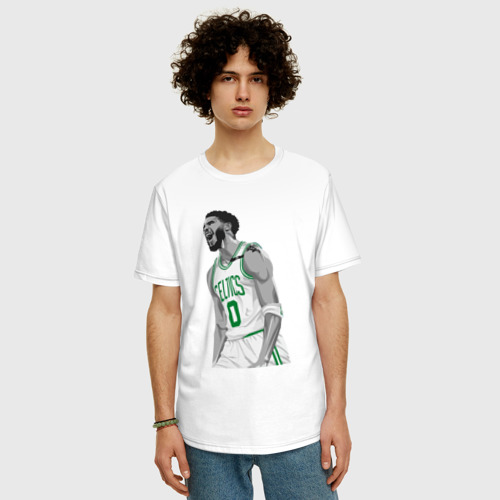 Мужская футболка хлопок Oversize с принтом Tatum Celtics, фото на моделе #1