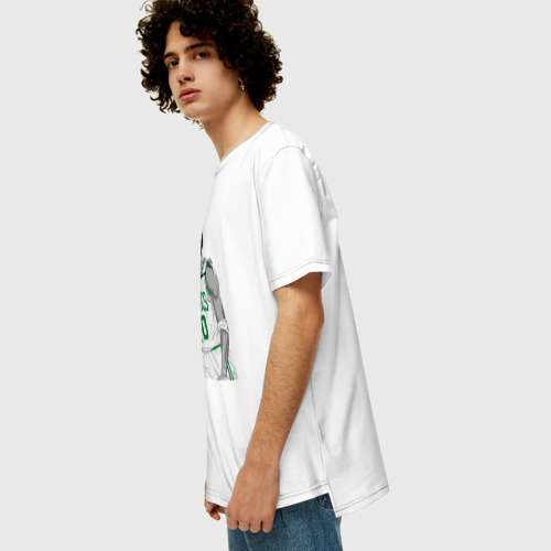 Мужская футболка хлопок Oversize с принтом Tatum Celtics, вид сбоку #3