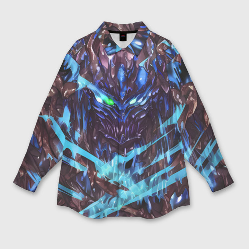 Мужская рубашка oversize 3D с принтом Синее существо, вид спереди #2
