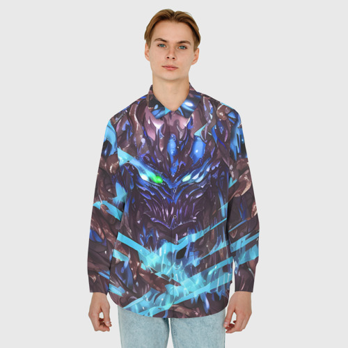Мужская рубашка oversize 3D с принтом Синее существо, фото на моделе #1