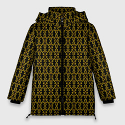 Женская зимняя куртка Oversize Узоры чёрно-золотой паттерн