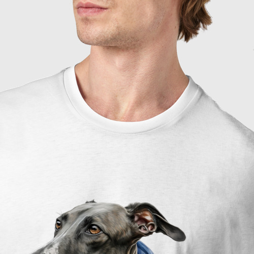 Мужская футболка хлопок Грейхаунд с шейным платком, цвет белый - фото 6