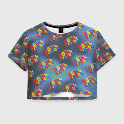 Женская футболка Crop-top 3D The amazing digital circus pattern