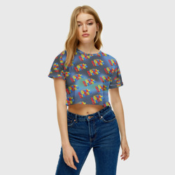 Женская футболка Crop-top 3D The amazing digital circus pattern - фото 2