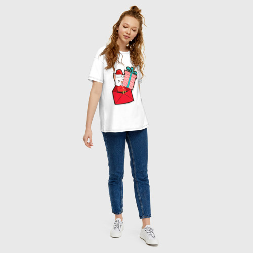 Женская футболка хлопок Oversize с принтом Вам подарок от котика, вид сбоку #3