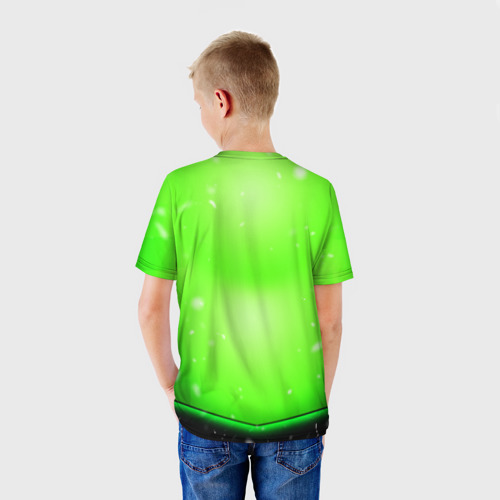 Детская футболка 3D с принтом Майнкрафт новогодний крипер, вид сзади #2