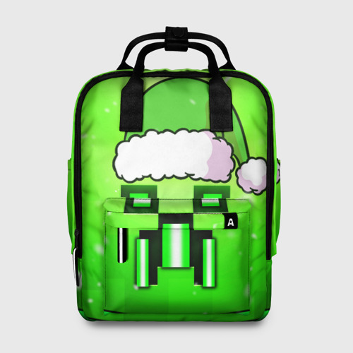 Женский рюкзак 3D с принтом Майнкрафт новогодний крипер, вид спереди #2