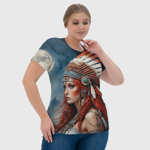 Женская футболка 3D с принтом Шаманка индейского племени, фото #4