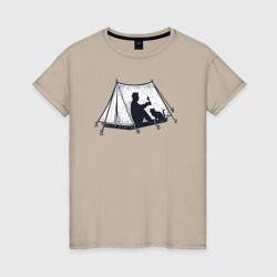 Поход с котом – Женская футболка хлопок с принтом купить со скидкой в -20%