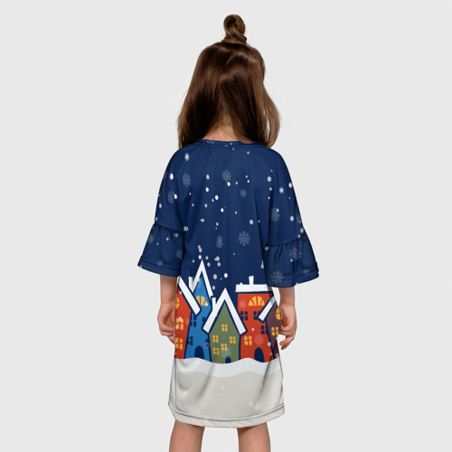 Детское платье 3D с принтом Новогодний  дракоша    2024, вид сзади #2