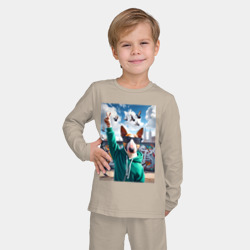 Детская пижама с лонгсливом хлопок Чувак бультерьер на фоне граффити - фото 2