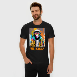 Мужская футболка хлопок Slim Чо каво - обезьяна граффитист в солнечных очках - фото 2