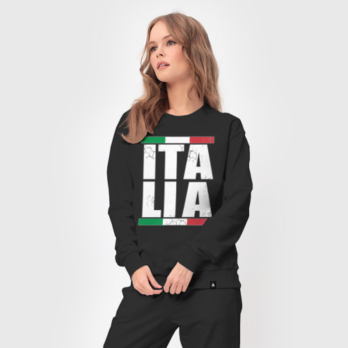 Женский костюм хлопок Italia, цвет черный - фото 5