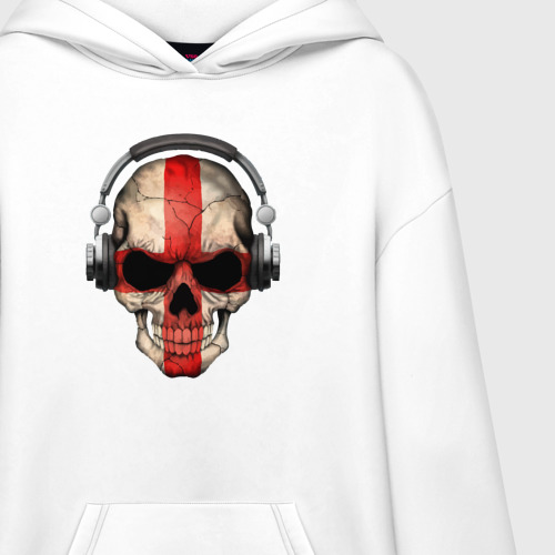 Худи SuperOversize хлопок England music skull, цвет белый - фото 3