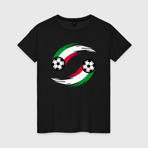 Женская футболка хлопок с принтом Итальянские мячи, вид спереди #2