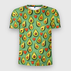 Мужская футболка 3D Slim Авокадо и сердечки