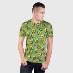 Мужская футболка 3D Slim Авокадо и сердечки - фото 2