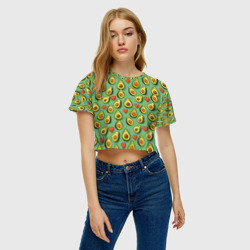Женская футболка Crop-top 3D Авокадо и сердечки - фото 2