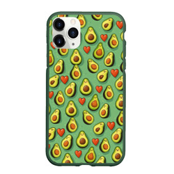 Чехол для iPhone 11 Pro матовый Авокадо и сердечки